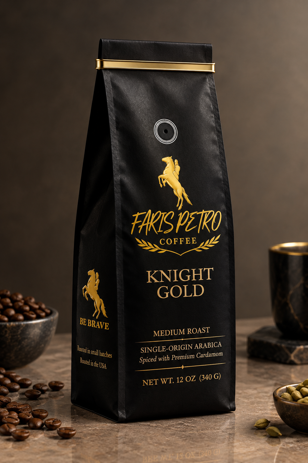 KNIGHT GOLD - Medium Roast American Cardamom Coffee - 12 OZ
